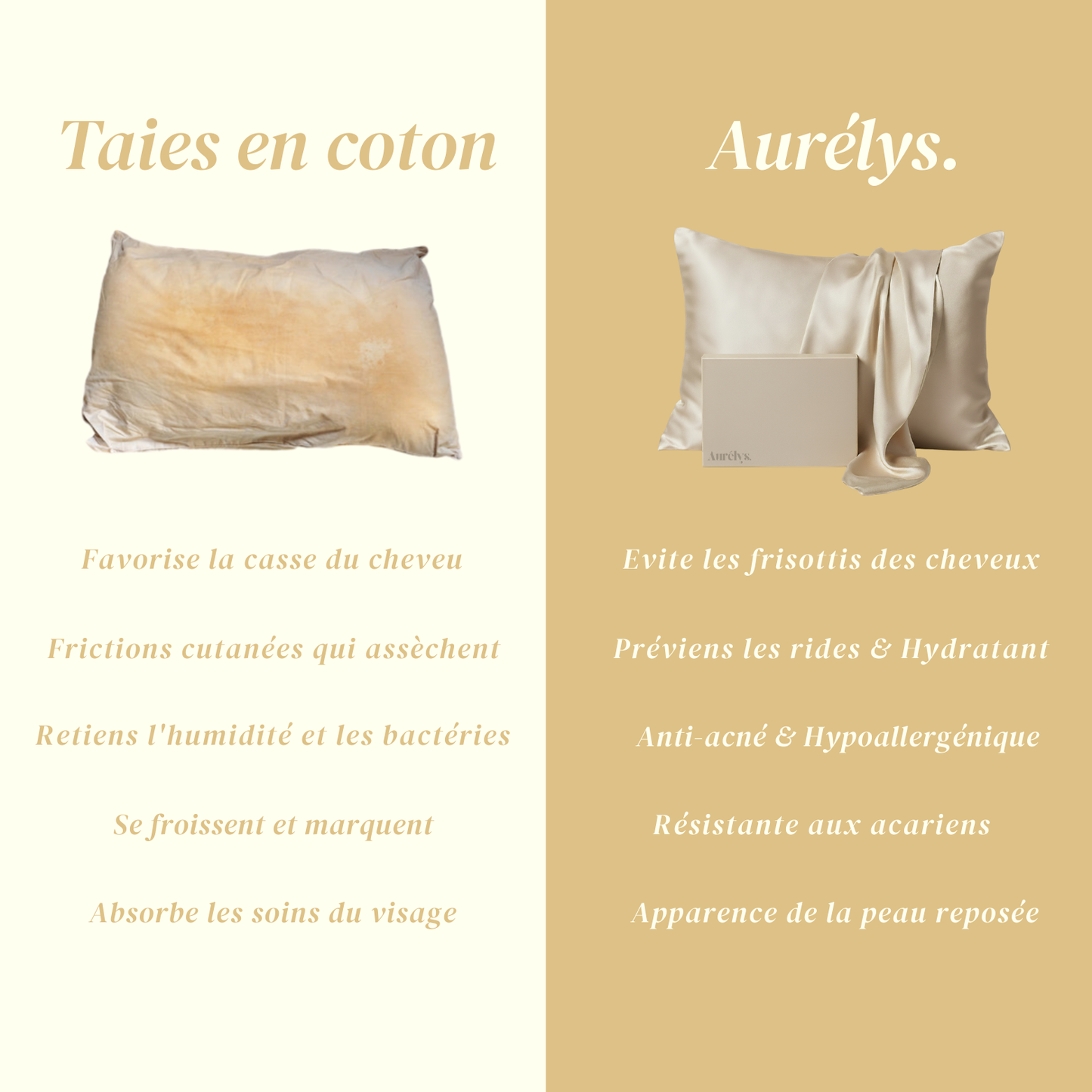 TAIE D’OREILLER EN SOIE PURE ANTI-CASSE